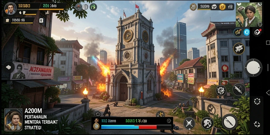 Screenshot A200M menampilkan aksi pertahanan yang seru dan menegangkan.