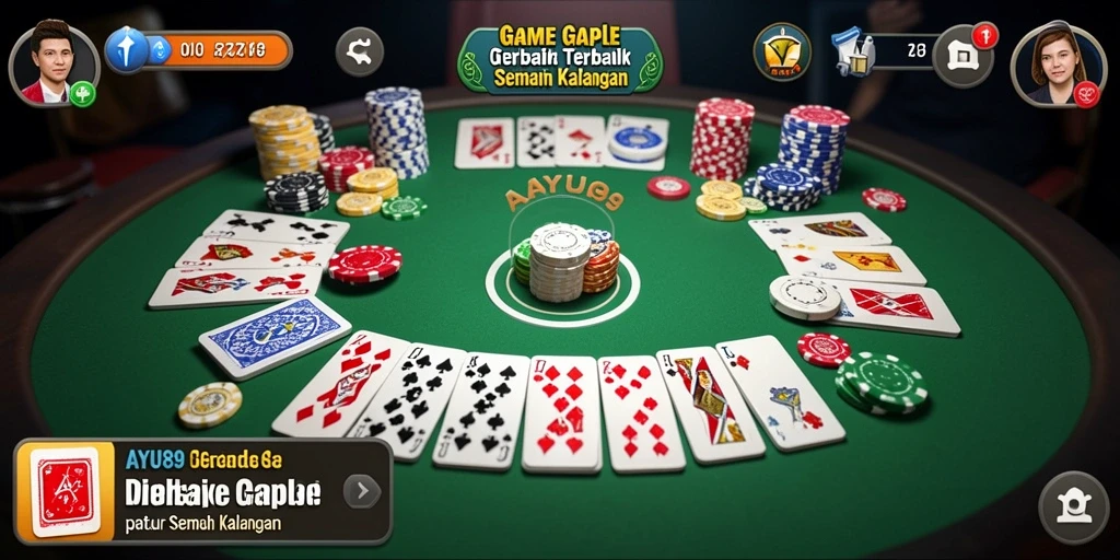 Screenshot AYU89 menunjukkan gameplay Gaple yang seru dan interaktif.