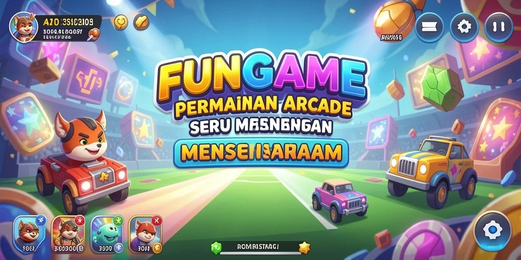 Tangkapan layar gameplay FUNGAME menampilkan karakter dalam aksi arcade.