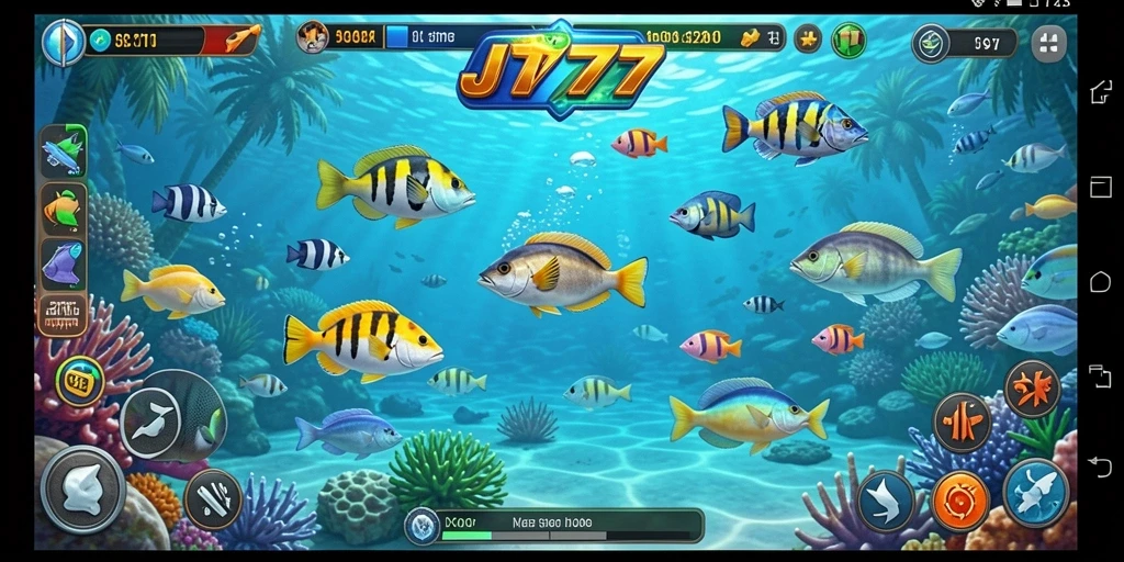 Screenshot menampilkan gameplay seru Tembak Ikan JT777.