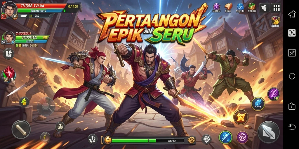 Tampilan aksi seru dari pertarungan karakter dalam TV888.